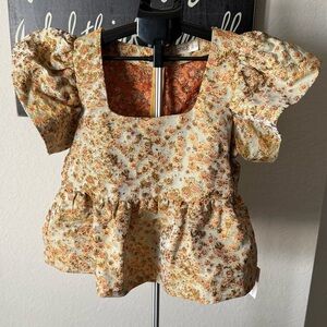 Style U Peplum Sunflower Top NWT